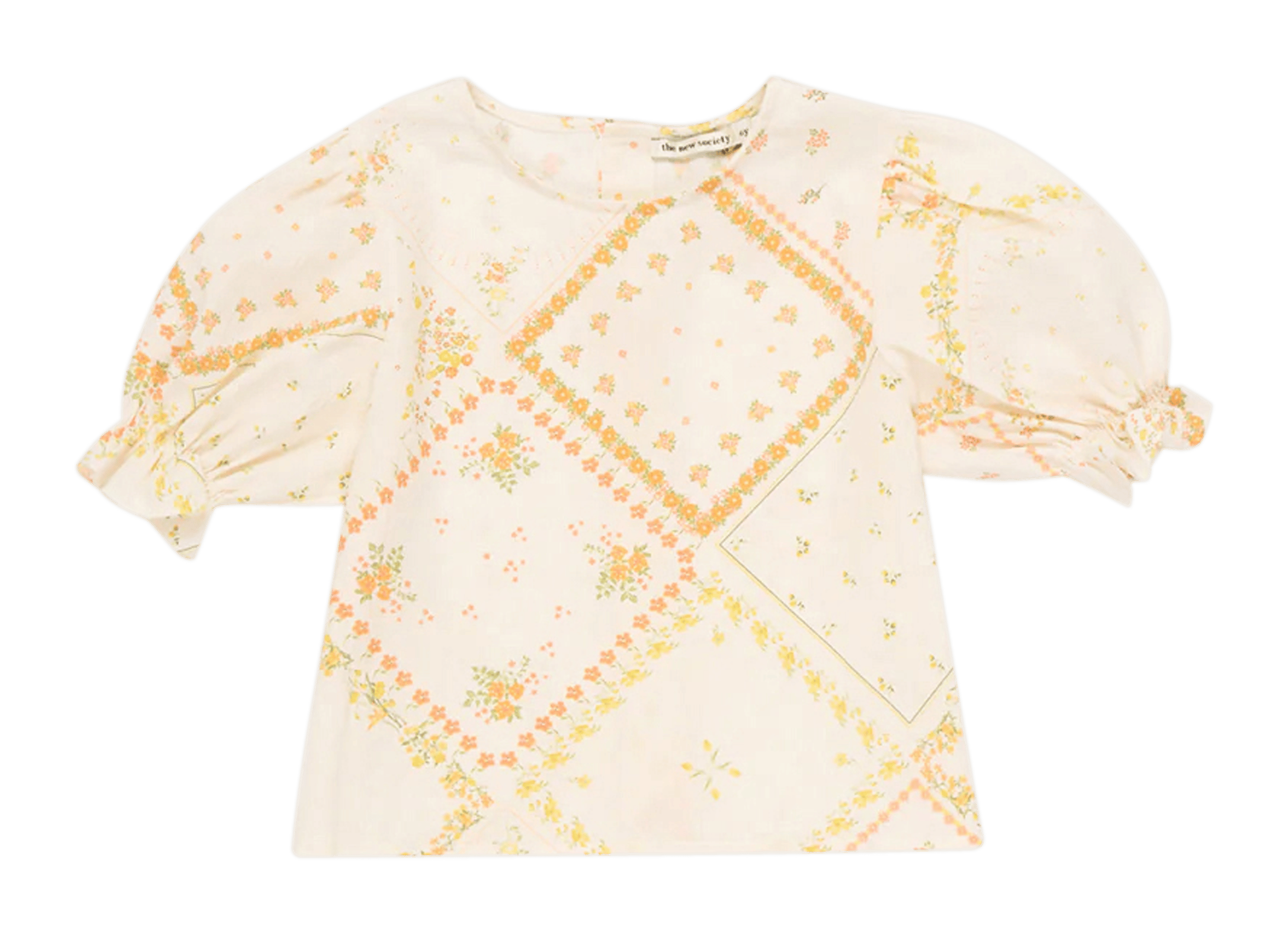 IDARA - Blouse droite col rond en coton bio mélangé| Multicolore