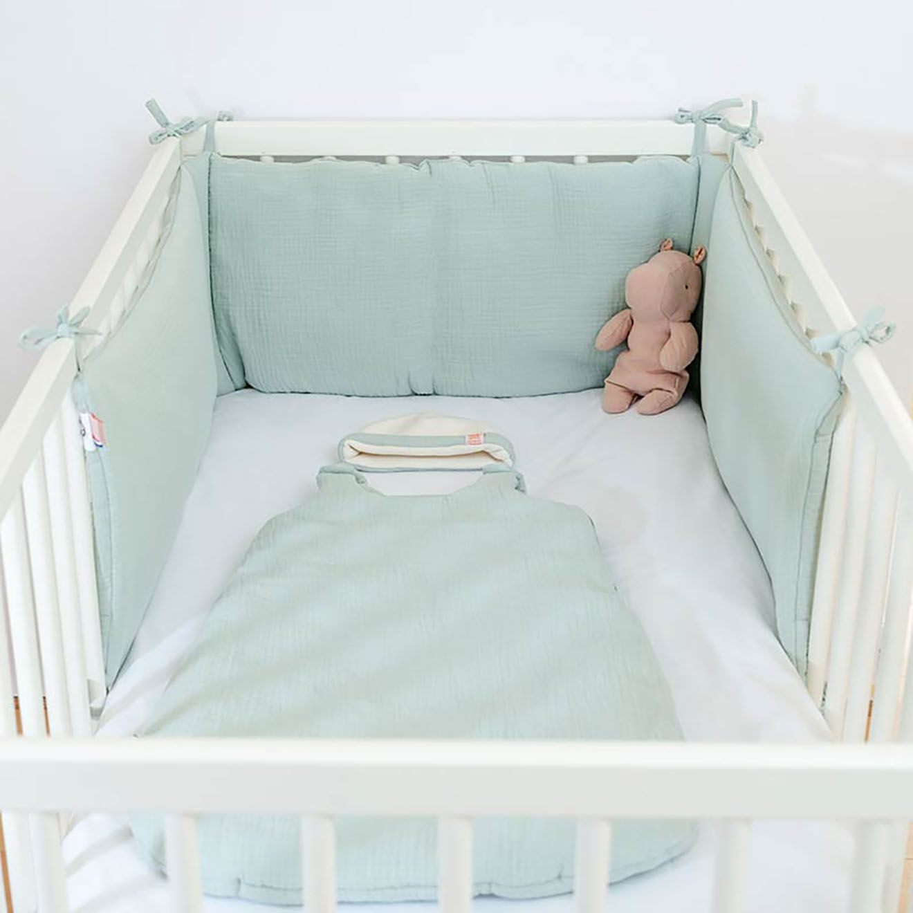 Papate Tour de Lit en Coton Bio vert - 30x190 cm