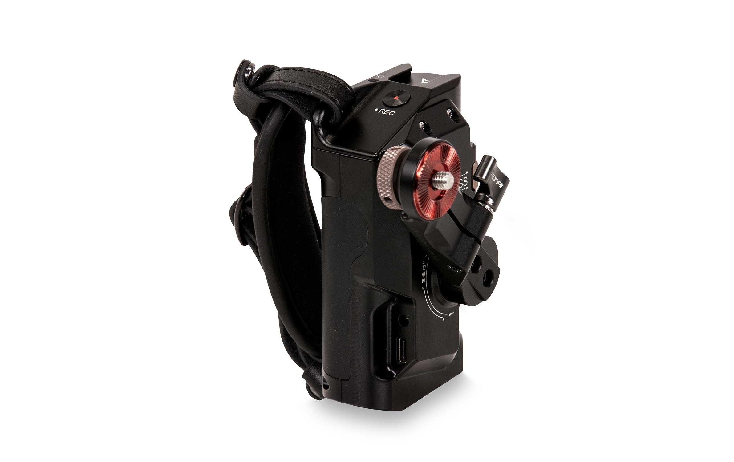 Left Side Advanced Power Handle with R/S Type V - Schwarz<br>Wird an der linken Seite der Tiltaing-Kamerakäfige befestigt