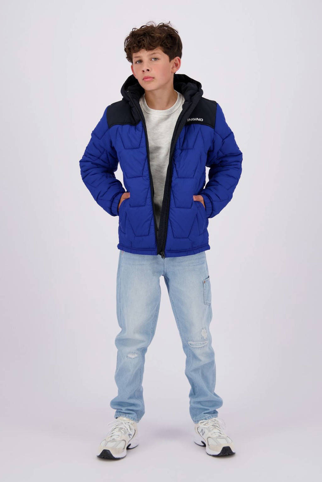 Vingino gewatteerde winterjas Tjay hardblauw/zwart