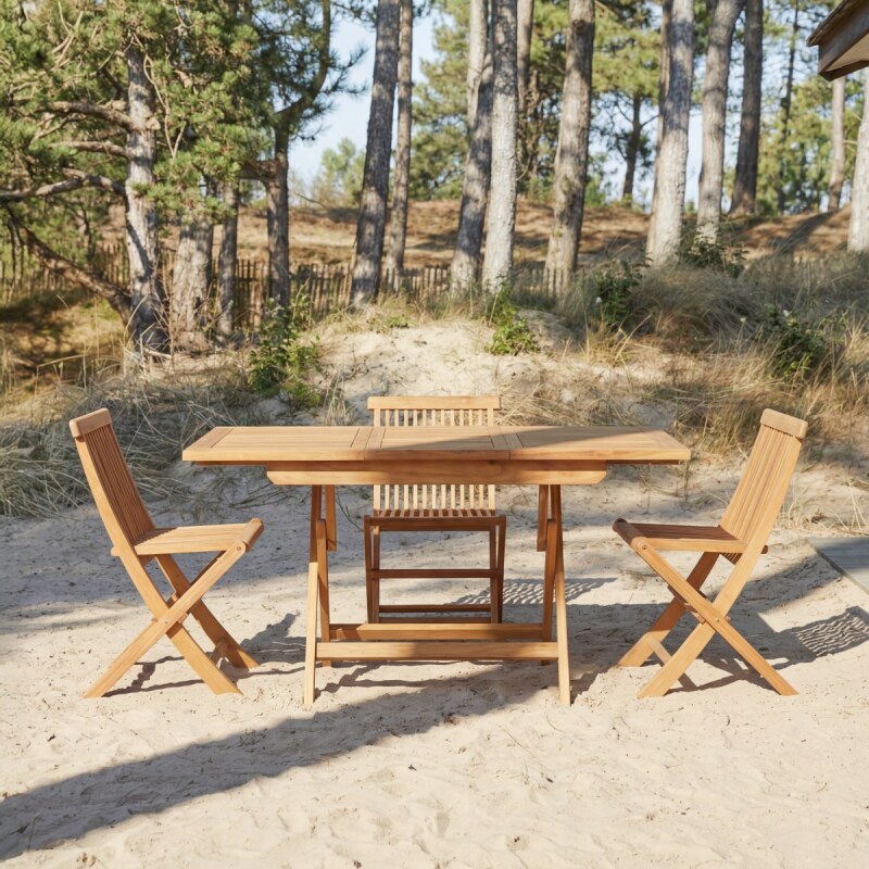 Table d'extérieur extensible en bois d'acacia 4-6 pers Capri H 75 x L 120 x P 70 cm