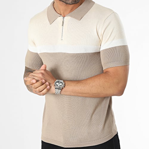 Polo Manches Courtes Beige Foncé