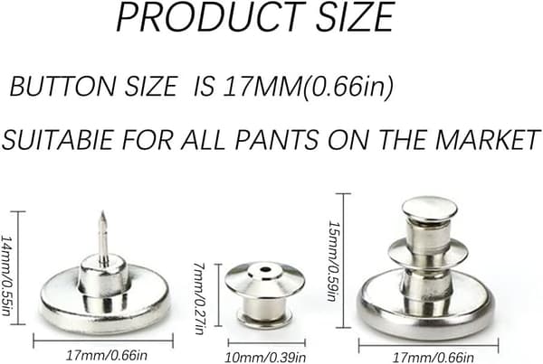 INF Avtakbare jeansknapper 10-pakning Sølv  Perfect Fit Button