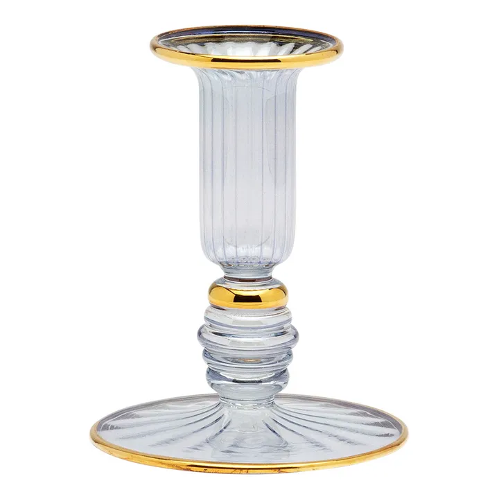 Anna + Nina Bougeoir Golden Sky en verre  | Bleu