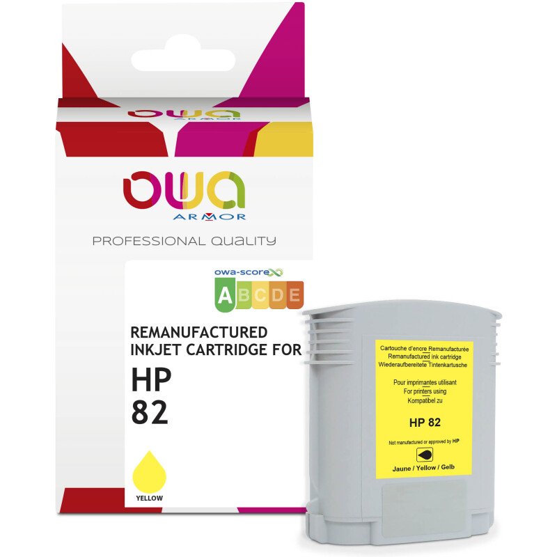 Cartouche d'encre traceur remanufacturée OWA - standard - Jaune - pour HP 82
