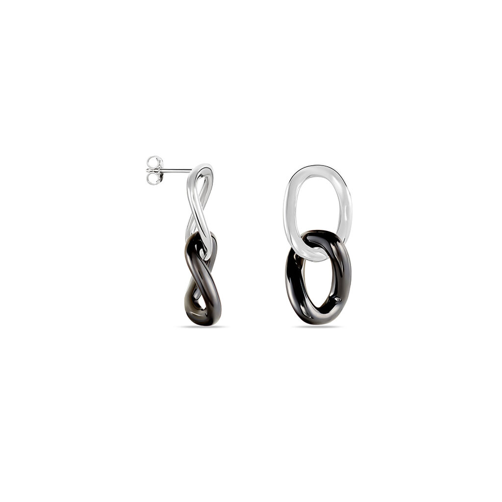 Boucles D'oreilles Pendantes Korey Argent Blanc Céramique