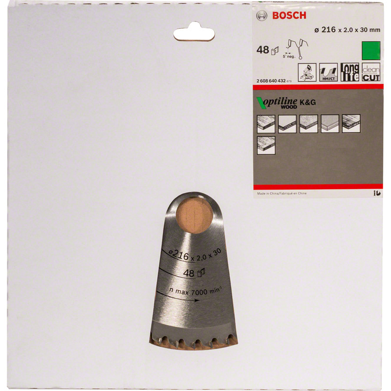 Bosch optiline cirkelzaagblad hout 216x30x20 48T