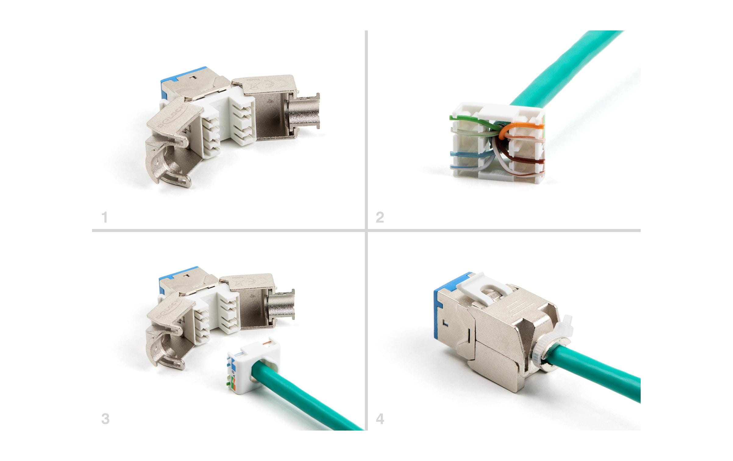 Keystone-Modul RJ45 zu LSA Cat.6A Blau, 10 StückDelock Keystone Modul RJ45 Buchse zu LSA Cat.6A werkzeugfrei blau Set 10 Stück
