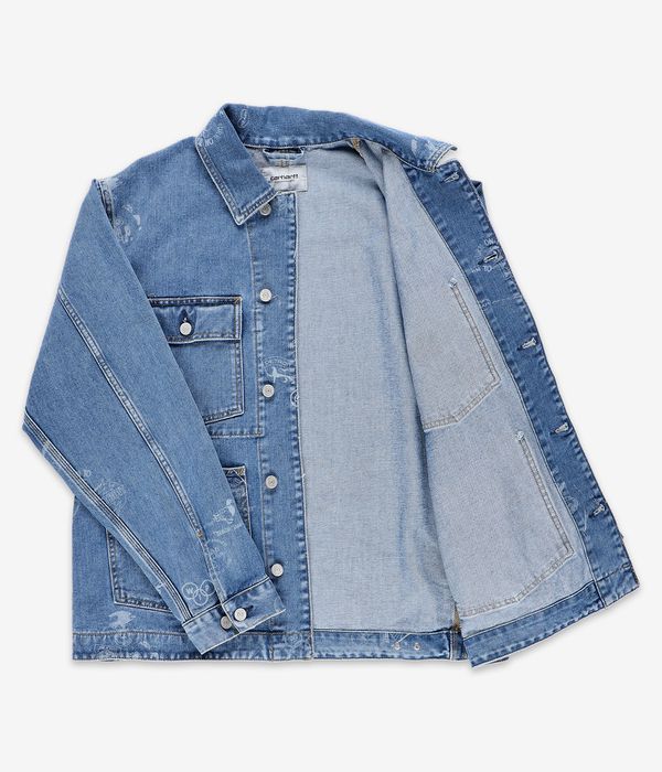 Carhartt WIP Stamp Organic Cotton Maitland Jacke (print blue bleached)