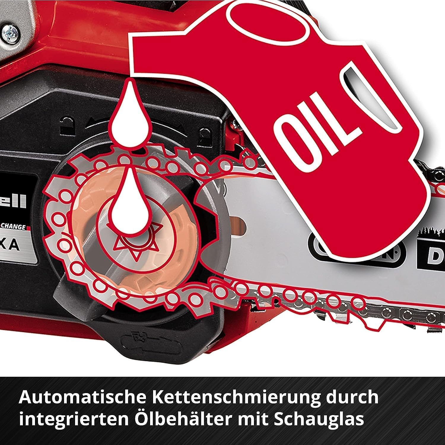 Einhell Akku-Kettensäge FORTEXXA 18/30 Power X-Change (Li-Ion, 18V, bürstenloser Motor, 30 cm Schwert, max. 4.300 min-1, ohne Akku & Ladegerät), Rot/Schwarz
