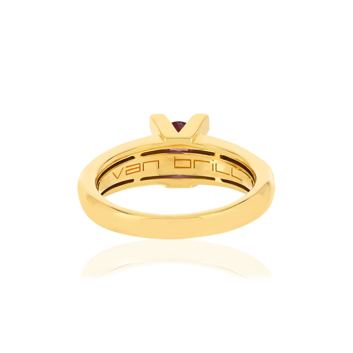 Bague VAN BRILL or jaune 750, rubis, diamants.