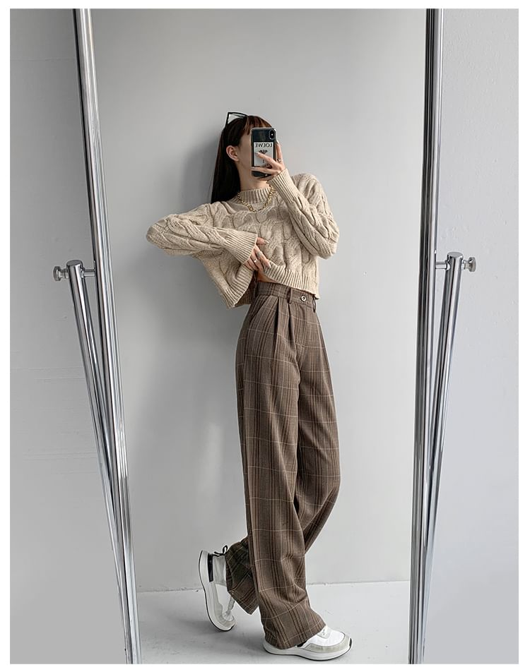 Shira - Geruite wijde pantalon