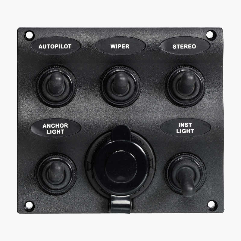 Bryterpanel, 5 brytere + 12 V
