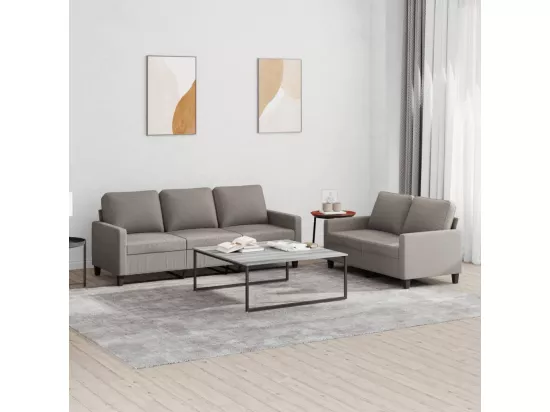 Ensemble de canapés 2 pcs avec coussins Taupe Tissu