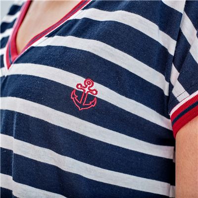 Chemise de nuit maille rayures marines - BECQUET CRÉATION