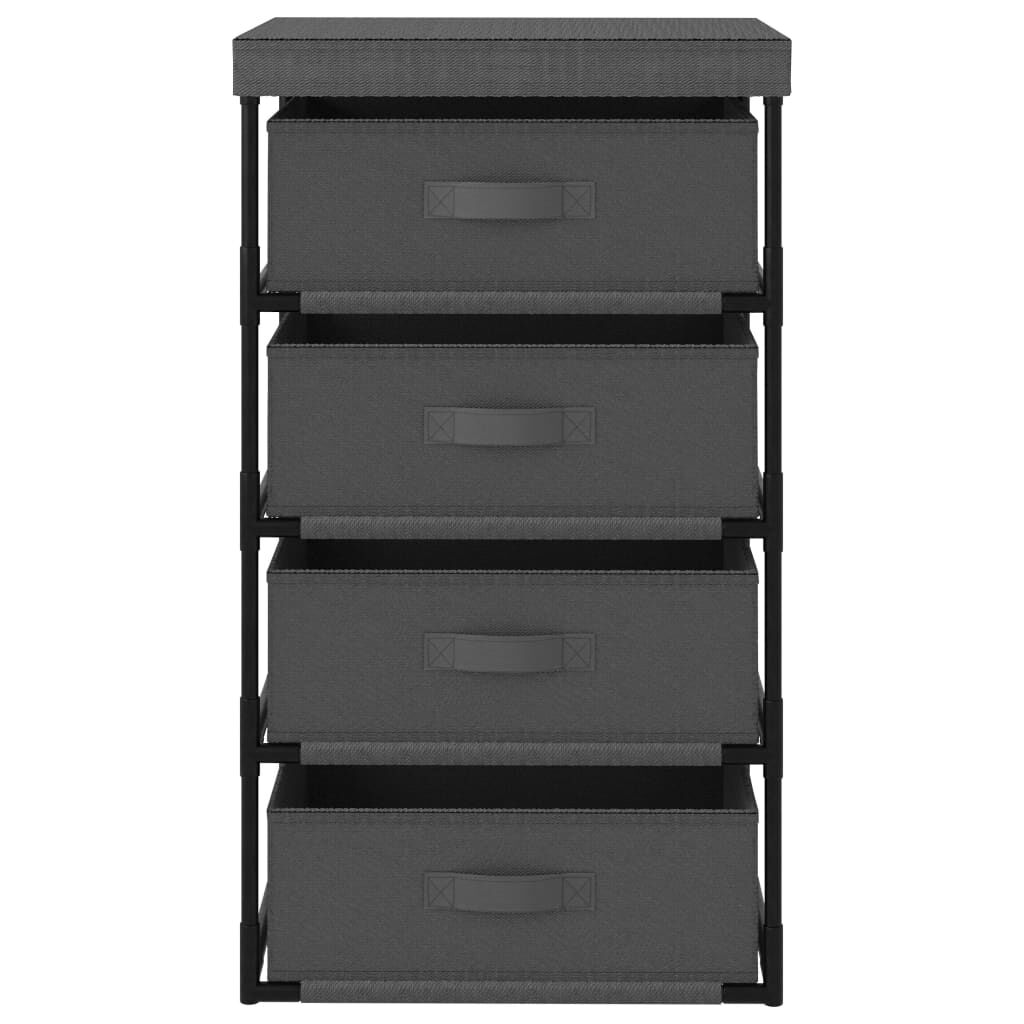 vidXL Plank met 4 stoffen manden, staal, grijs
