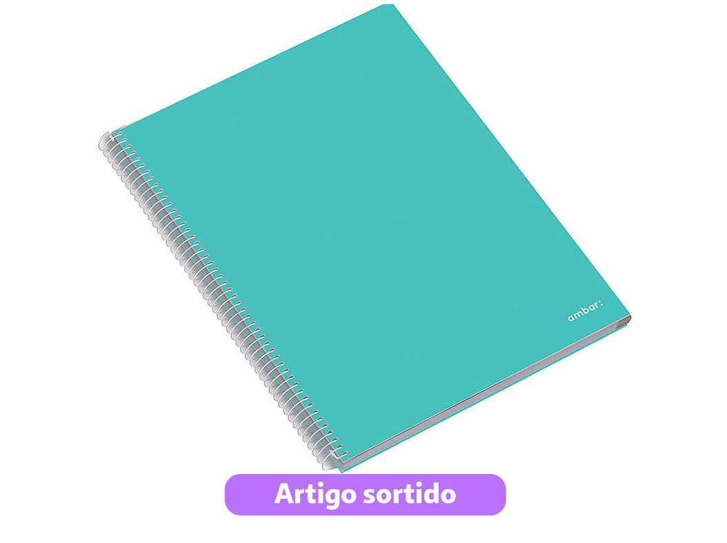 CADERNO ESPIRAL A4 SCHOOL AMBAR QUADRICULADO 80 FOLHAS CORES SORTIDAS