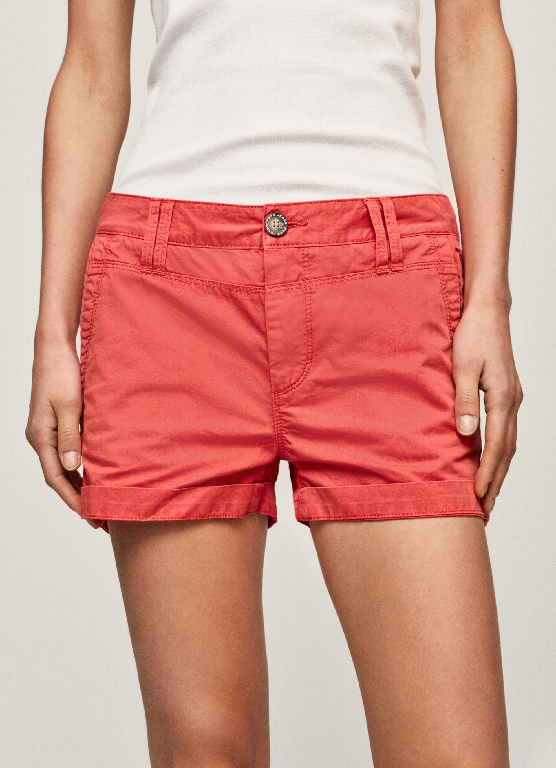 Shorts de algodão, corte regular - vermelho estúdio
