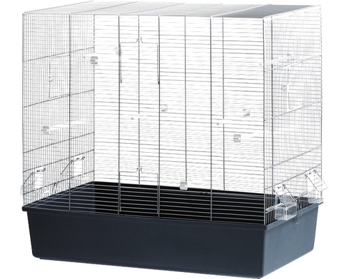 Vogelkooi Roos inclusief zitstokken en kommen 80 x 45 x 75 cm blauw