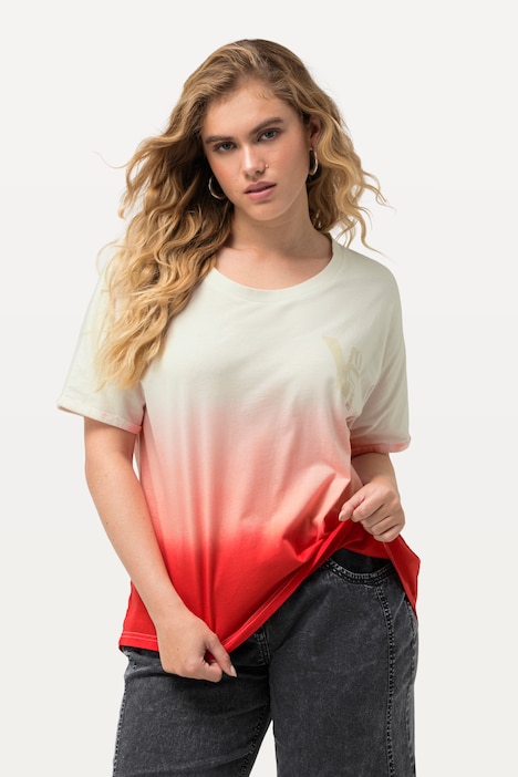 T-Shirt, Bubble-Jersey, Batikstreifen, Rundhals, Halbarm