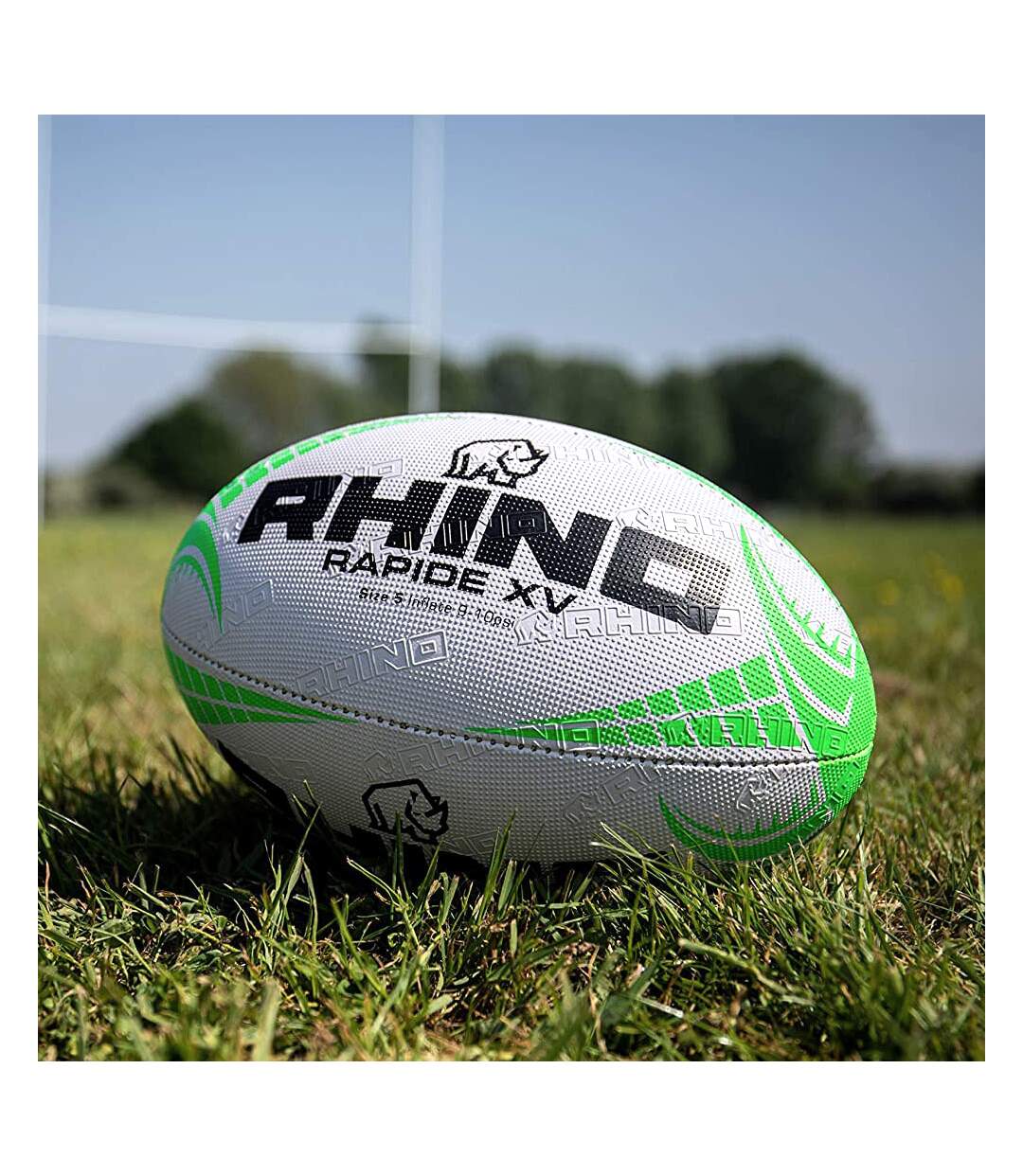 Rhino - Ballon de rugby RAPIDE (Blanc / Vert) (Taille 3) - UTCS100
