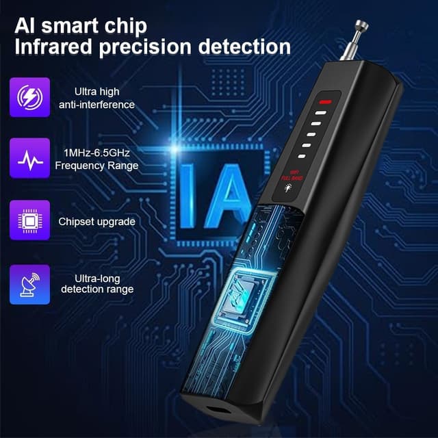 RF Signal Detektor GPS WiFi Tracker Kamera Bug Detector Anti Spy Infrarød Scanner