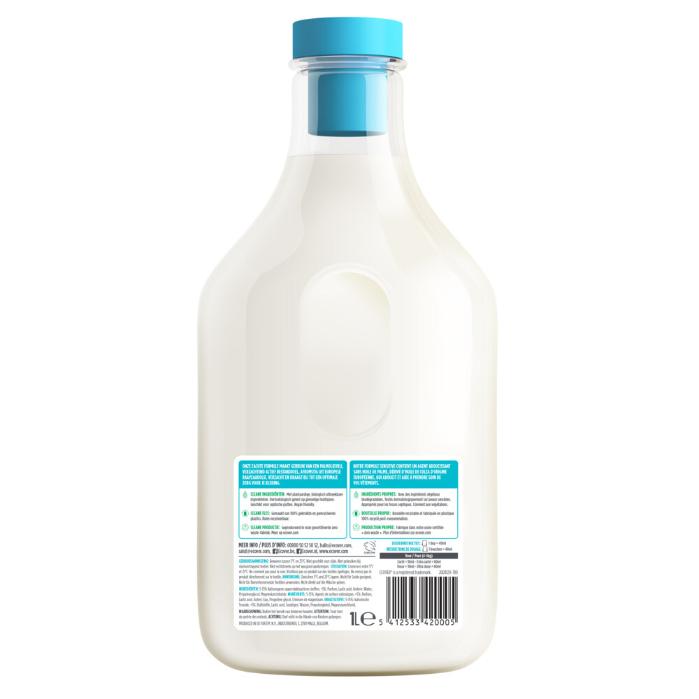 6x Ecover Wasverzachter Roos & Bergamot 33 Wasbeurten1 liter