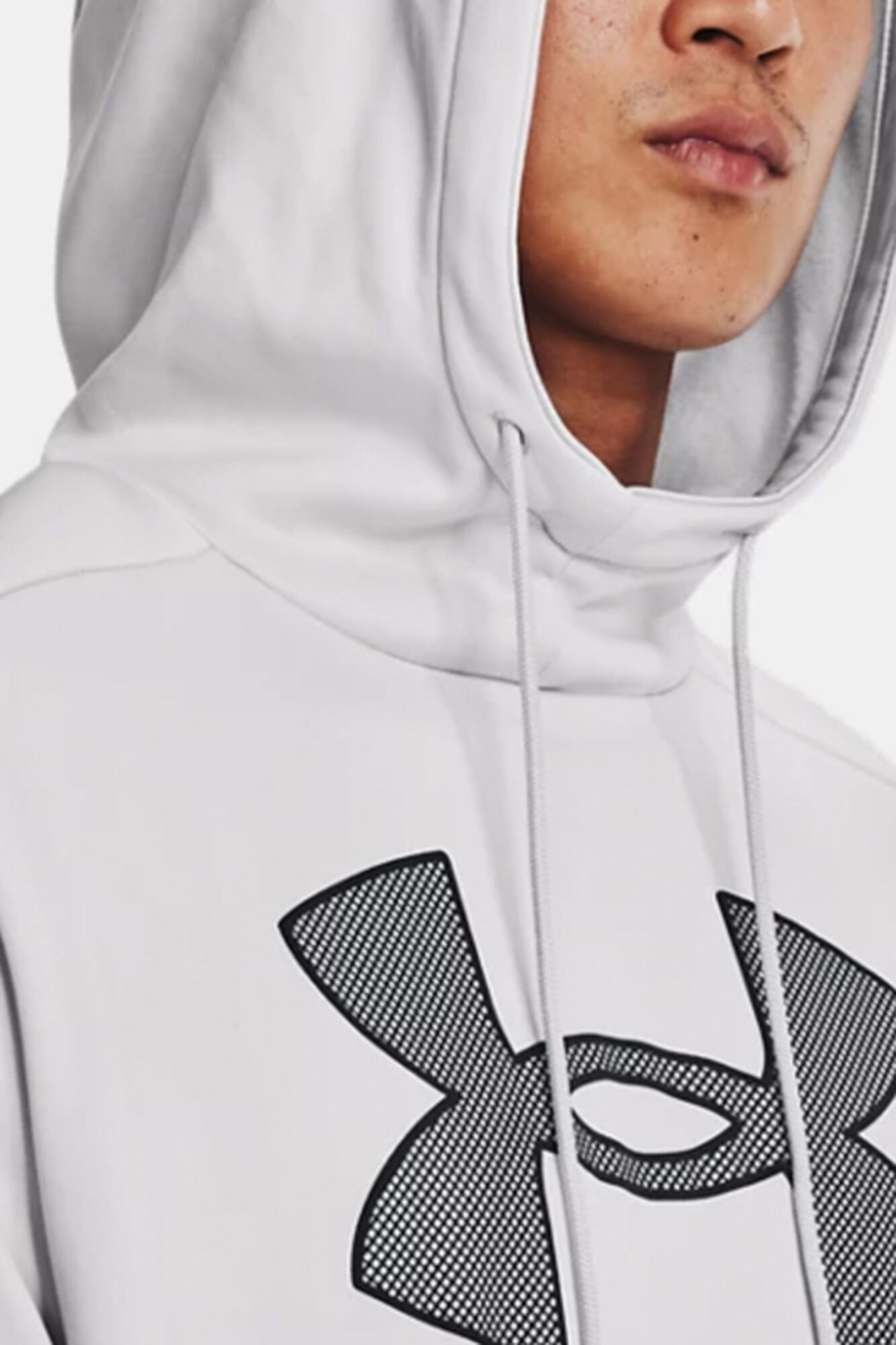 Moletom com capuz e logo estampado - cinza claro