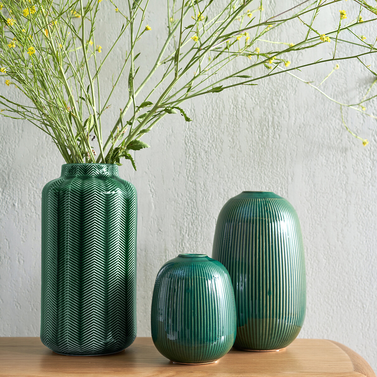 LA REDOUTE INTERIEURS<br>Vaso de cerâmica Alt.31 cm, Estria
