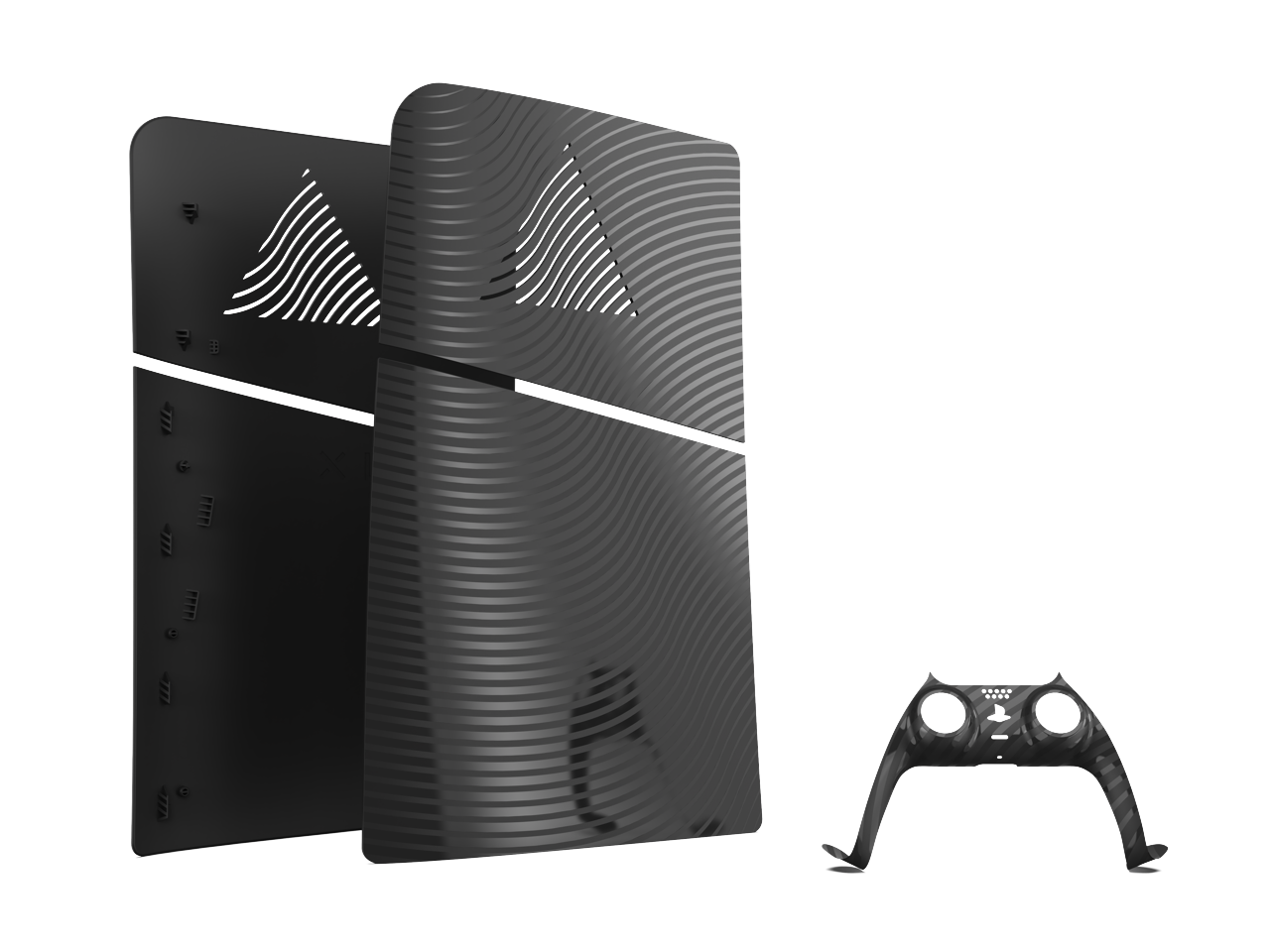 Maxx Tech PS5 Slim Faceplates + Controller Faceplates - Black Wave