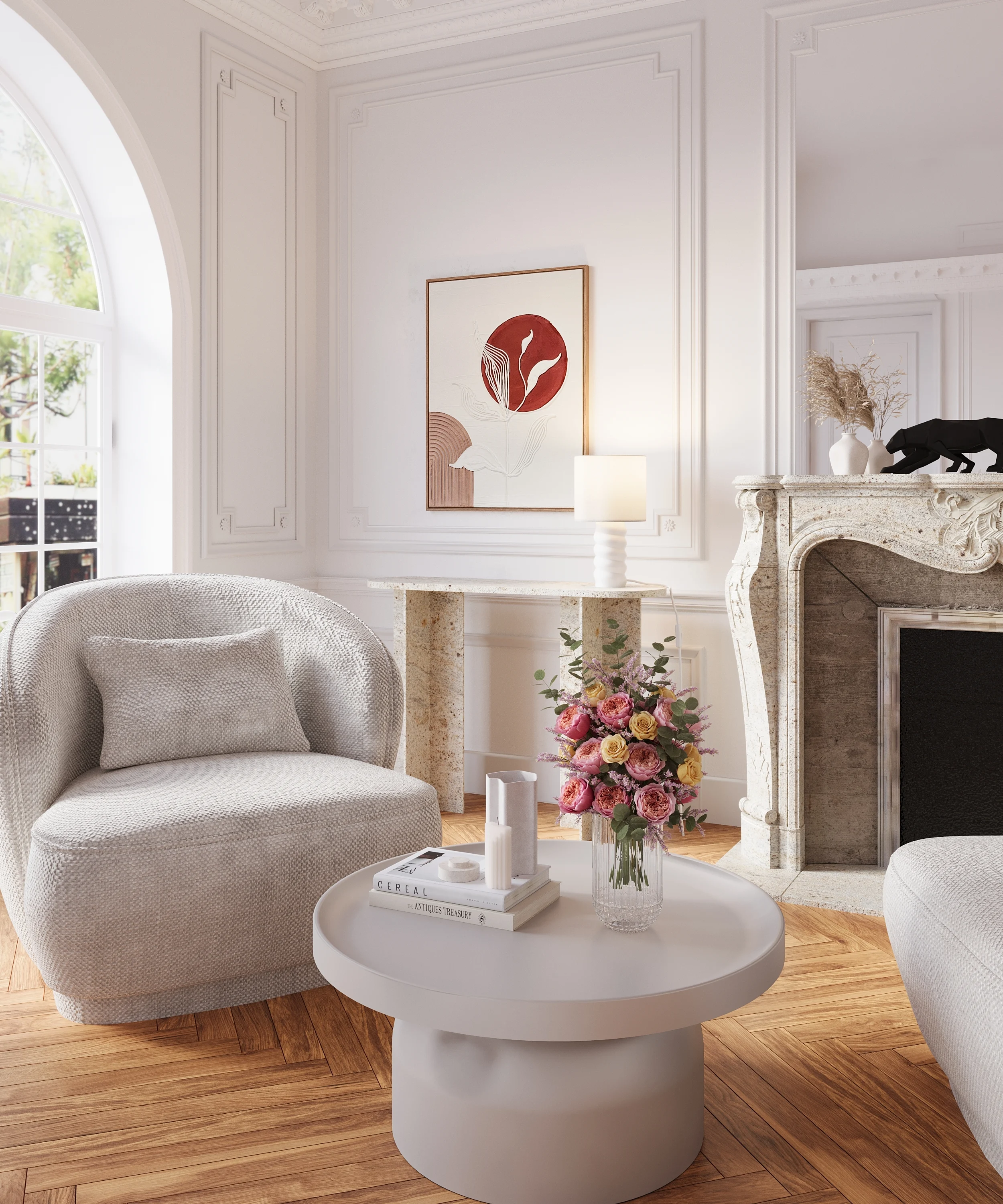 PABLO - Fauteuil design bouclé | Blanc