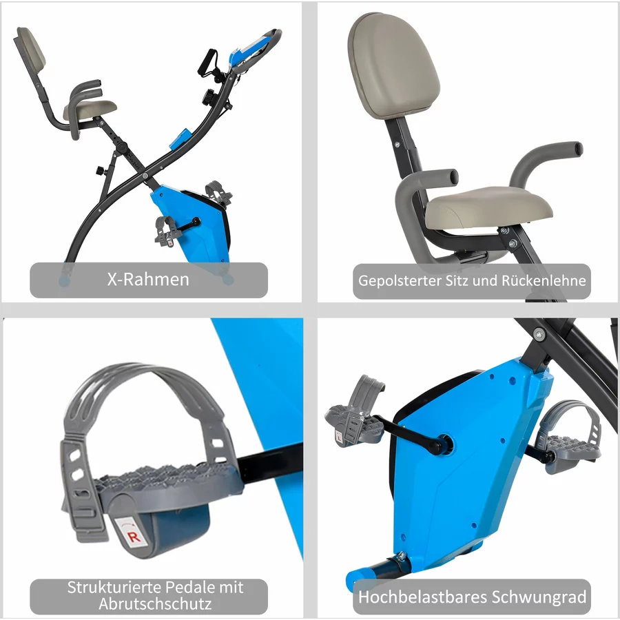 HOMCOM Fahrradtrainer mit LCD Display blau, grau