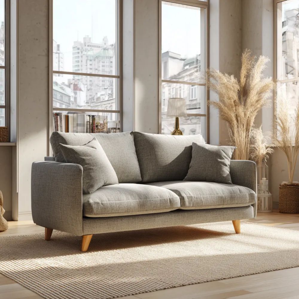 2-Sitzer-Sofa mit Stoffpolsterung 150x85x75 cm - Hellgrau - Skandinavi