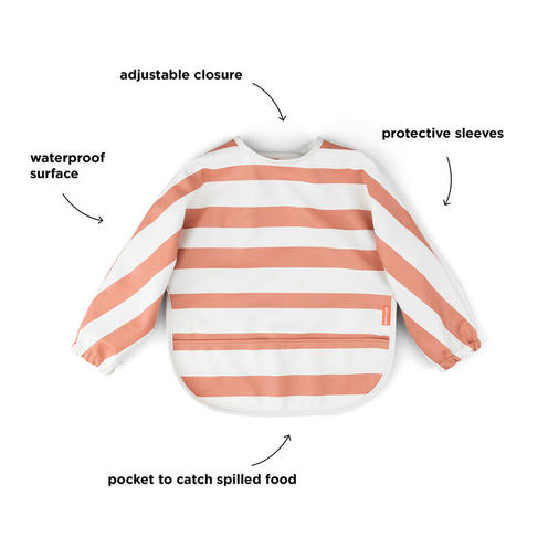 Bavoir à Manches avec Poche STRIPES Papaye - DONE BY DEER