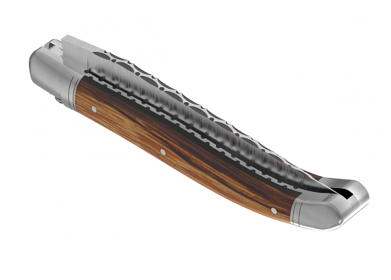 Couteau Laguiole prestige avec un manche en bois de serpent et mitres en acier inoxydable