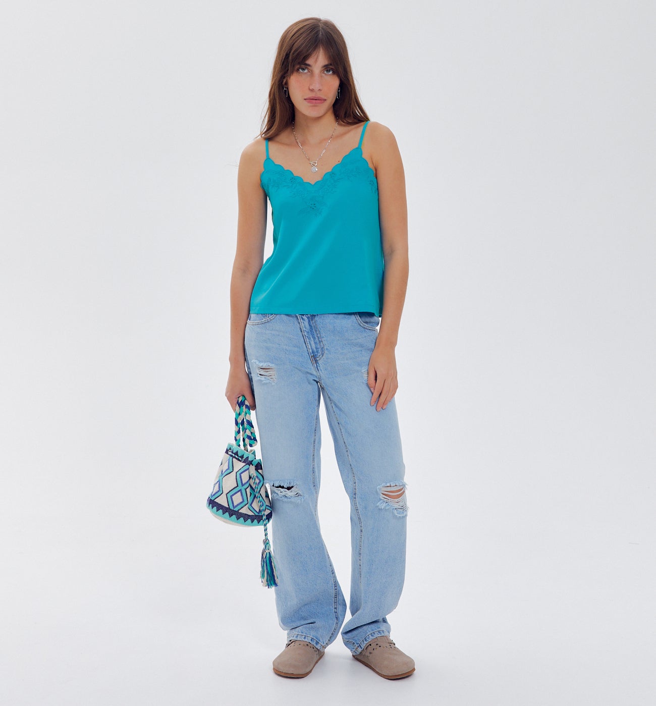 Top à fines bretelles Femme - Turquoise