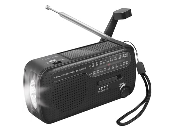Logilink dynamo håndsveiv radio med solcellepanel og lommelykt