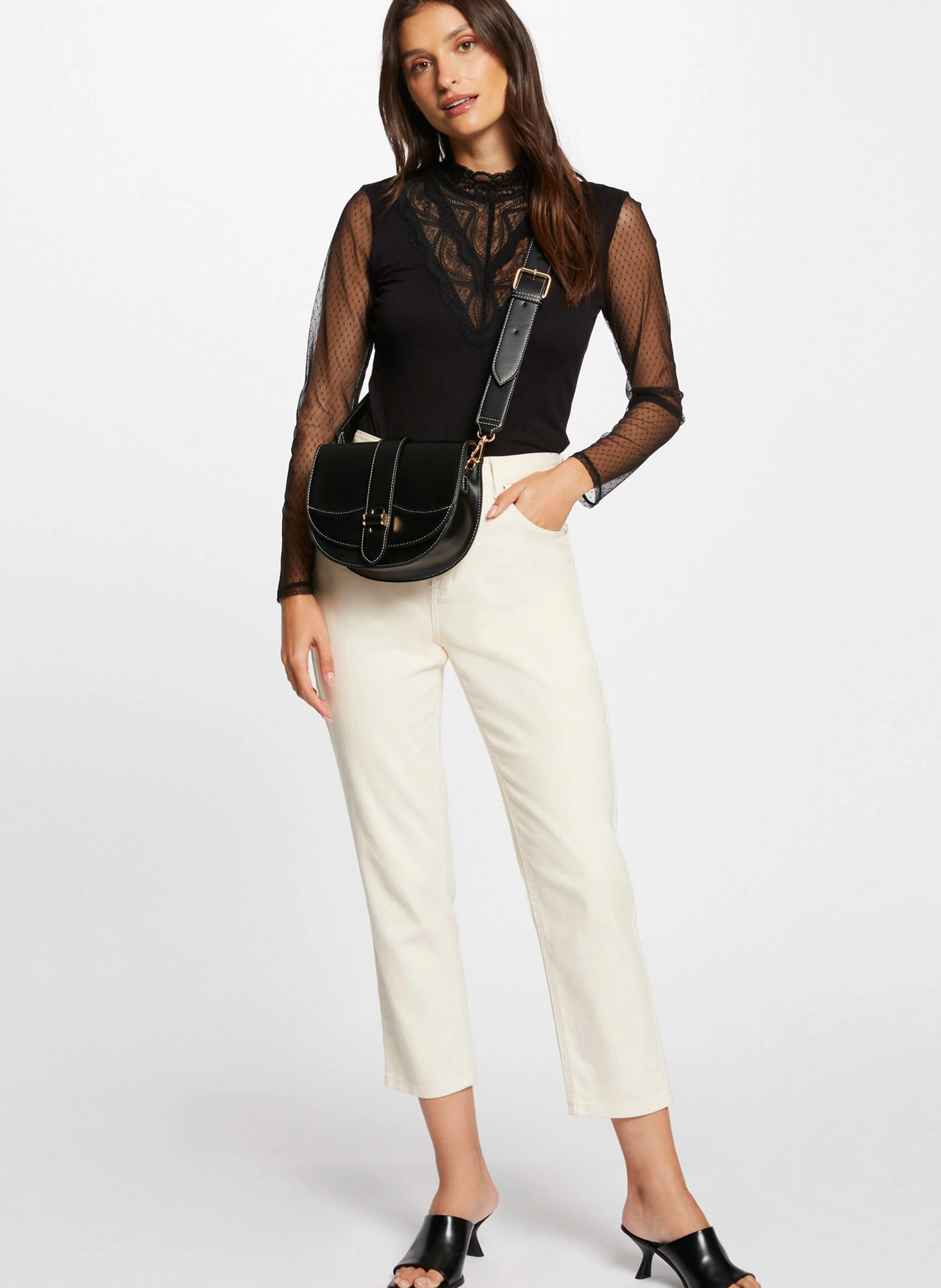TGLYDE - Top col montant en dentelle | Noir