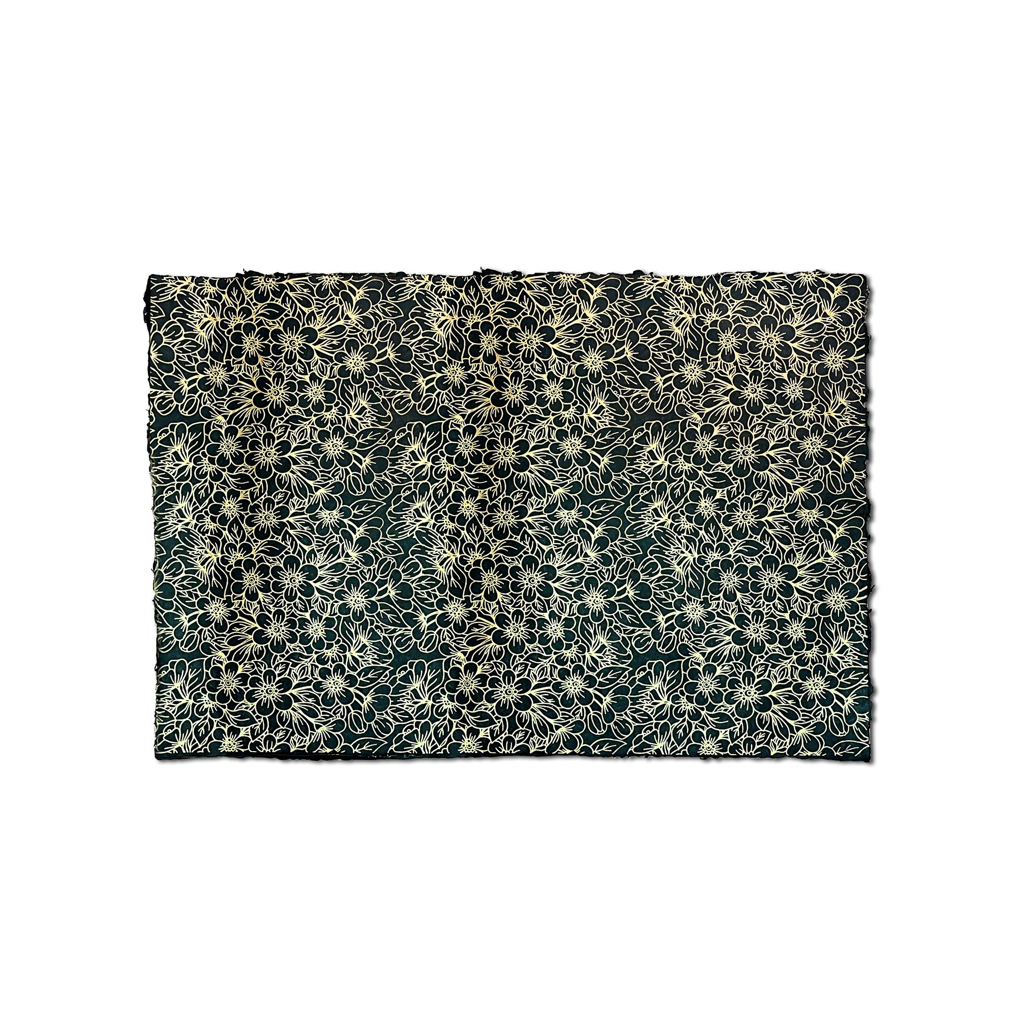 Geschenkpapier 'Floral', schwarz, gold, L 76 cm, B 51 cm günstig bestellen