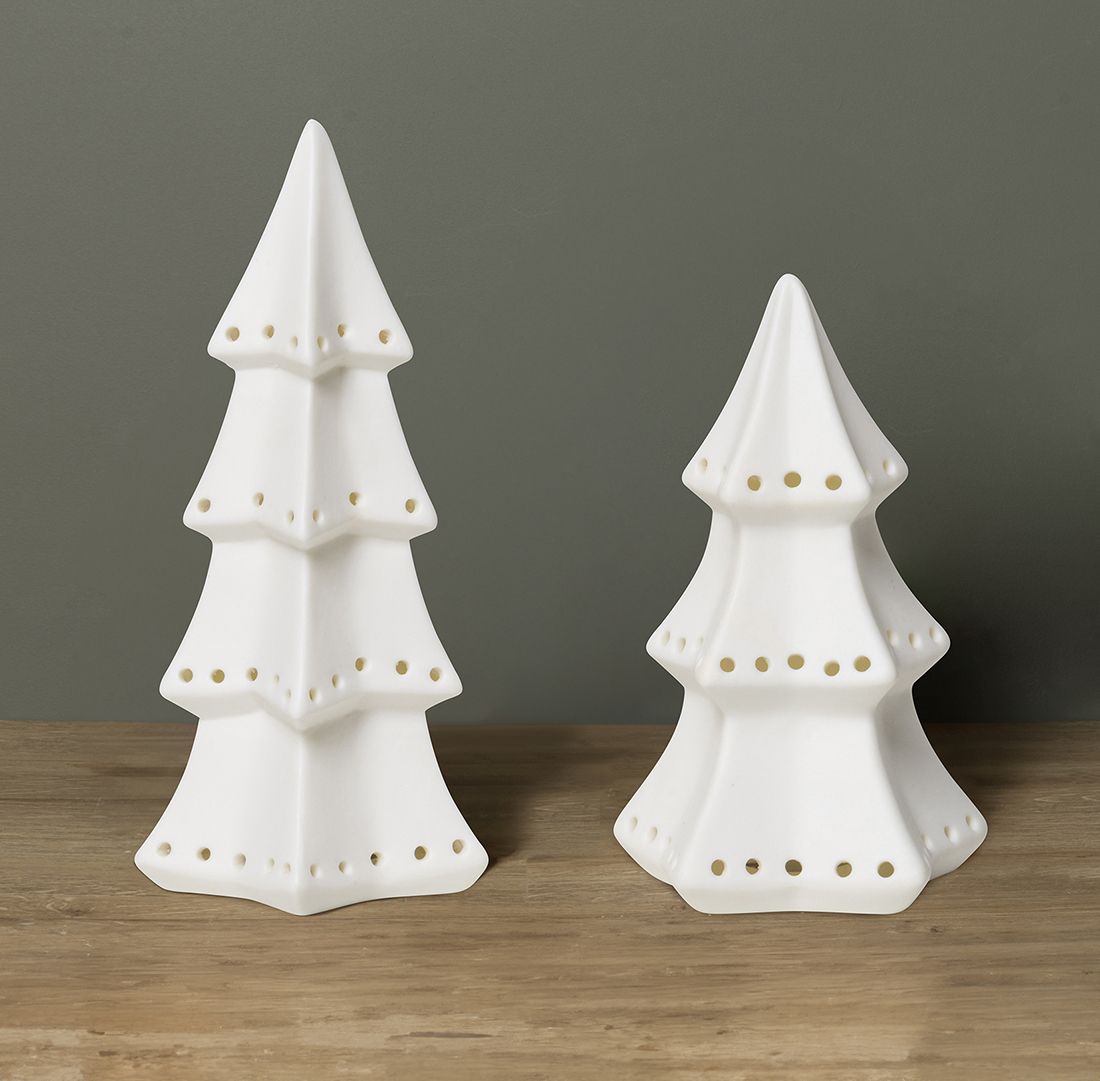 Juletre porselen med led 13,3cm Perry
