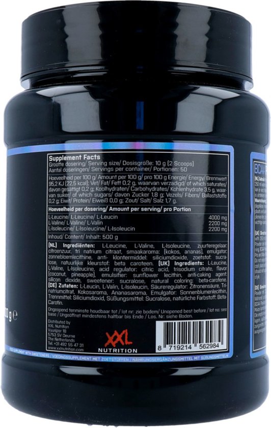 XXL Nutrition Bcaa Poeder Pina Colada (500 gr)