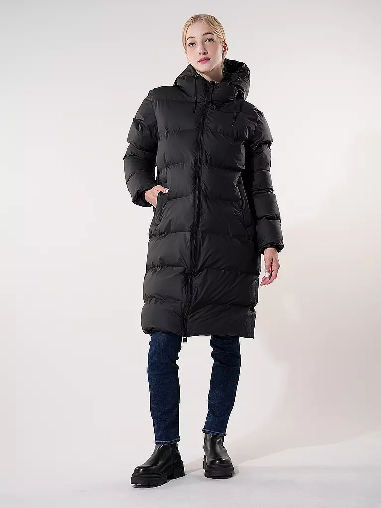 RAINS Steppmantel ALTA LONGER PUFFER JACKET schwarz