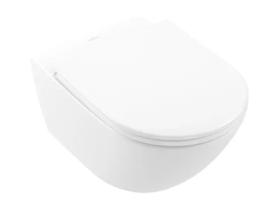 WC suspendu avec bride VILLEROY ET BOCH Universo TwistFlush CeramicPlus blanc avec abattant