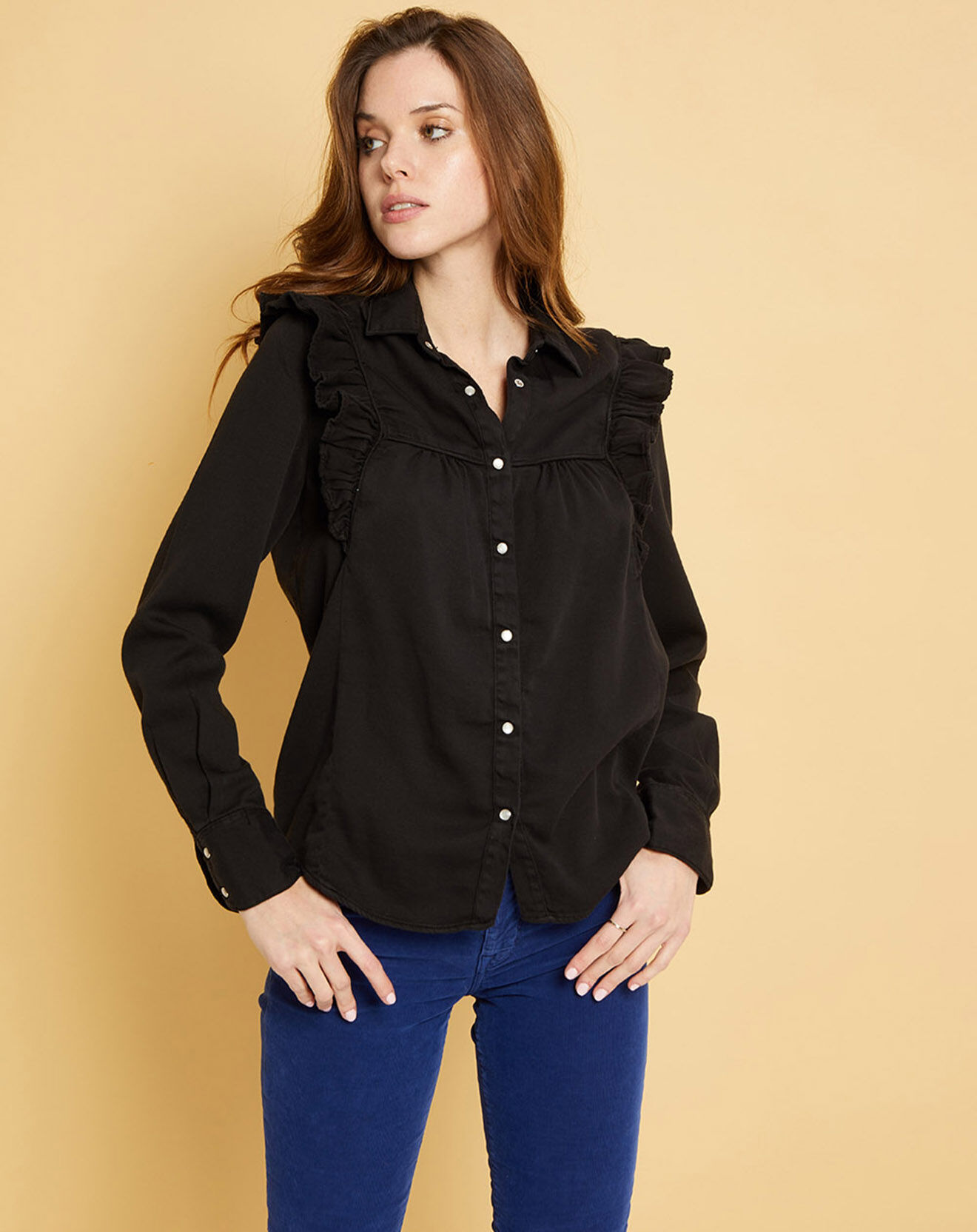 Acquaverde Chemise en jean Natural Gilda noire