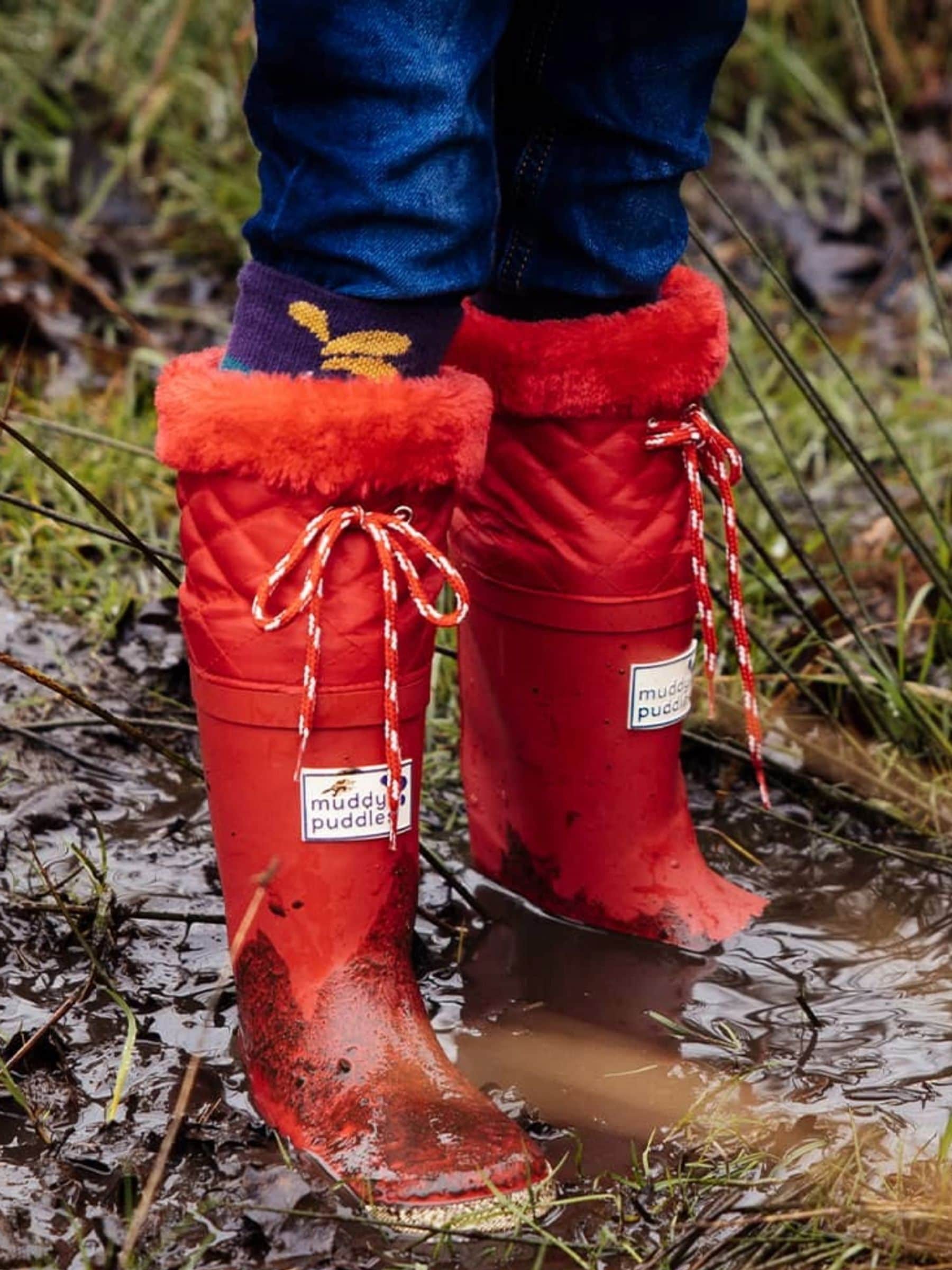 Rood - Muddy Puddles Fleece Lined Puddleflex Wellies