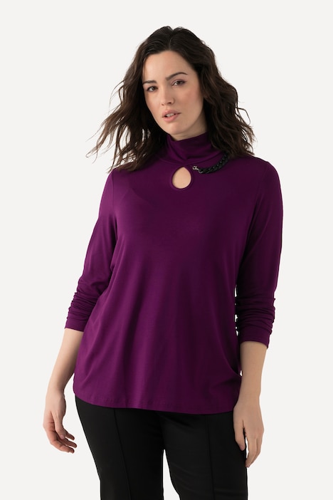 Shirt, Cut-Out, Kette, Stehkragen, Langarm