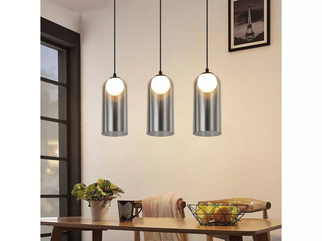 Lampe à Suspension 1er Vintage Pour Table à Manger Gris Fumé G9 Ovale Hauteur Réglable Pour Salon