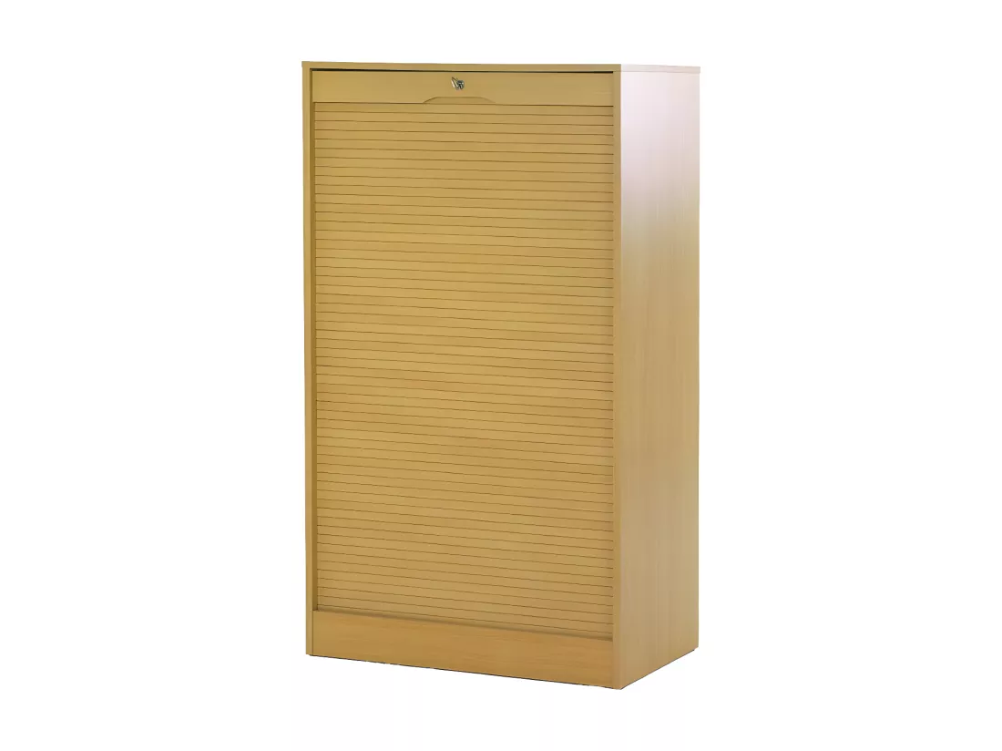 Classeur à Rideau 8 Tablettes Multi Coloris L 70 cm H 108 cm P 44 cm - Coloris: Hêtre