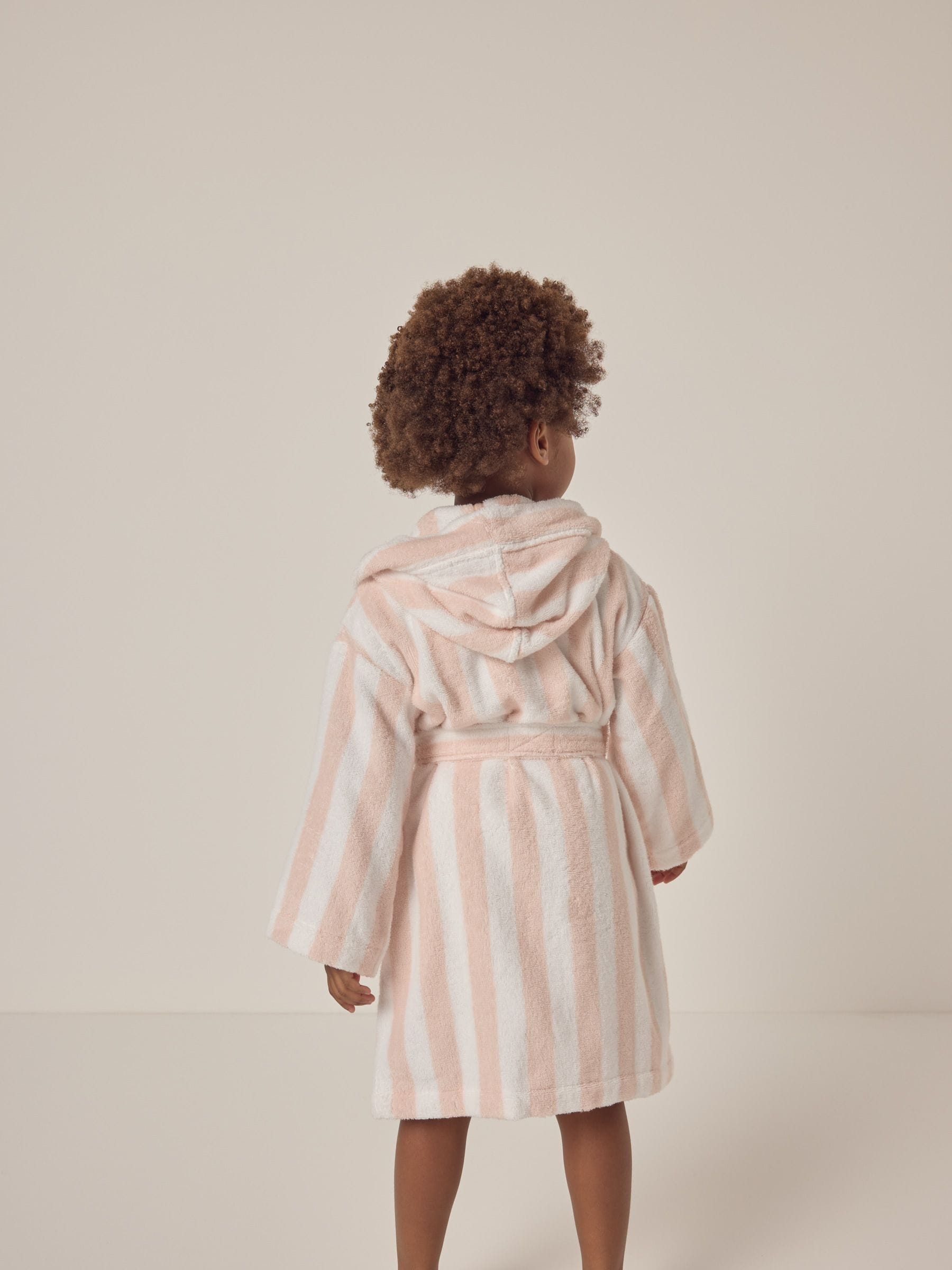 The White Company Natural 100% Cotton Wide Stripe Towelling Robe