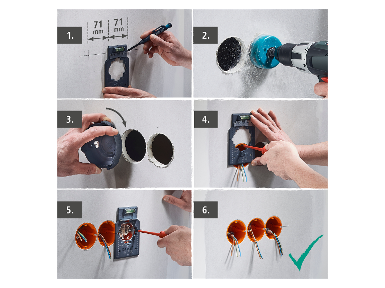 Installatieset voor hollewanddozen